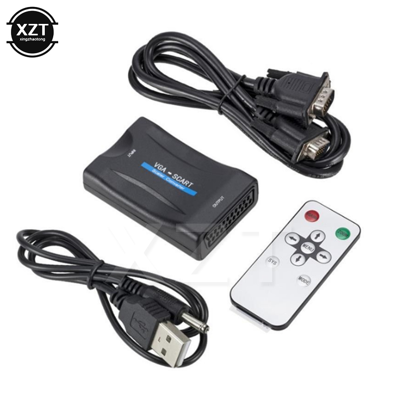 Controller Adapter Usb - อะแดปเตอร์แปลงเสียงวิดีโอ VGA เป็น SCART พร้อมรีโมทคอนโทรลสายไฟ USB