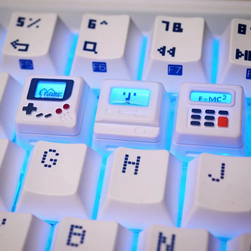 Retro Gaming Box - ชุดคีย์แคป K-04 3-in-1 ดีไซน์ย้อนยุค โปร่งใส สำหรับคอมพิวเตอร์ในบ้าน