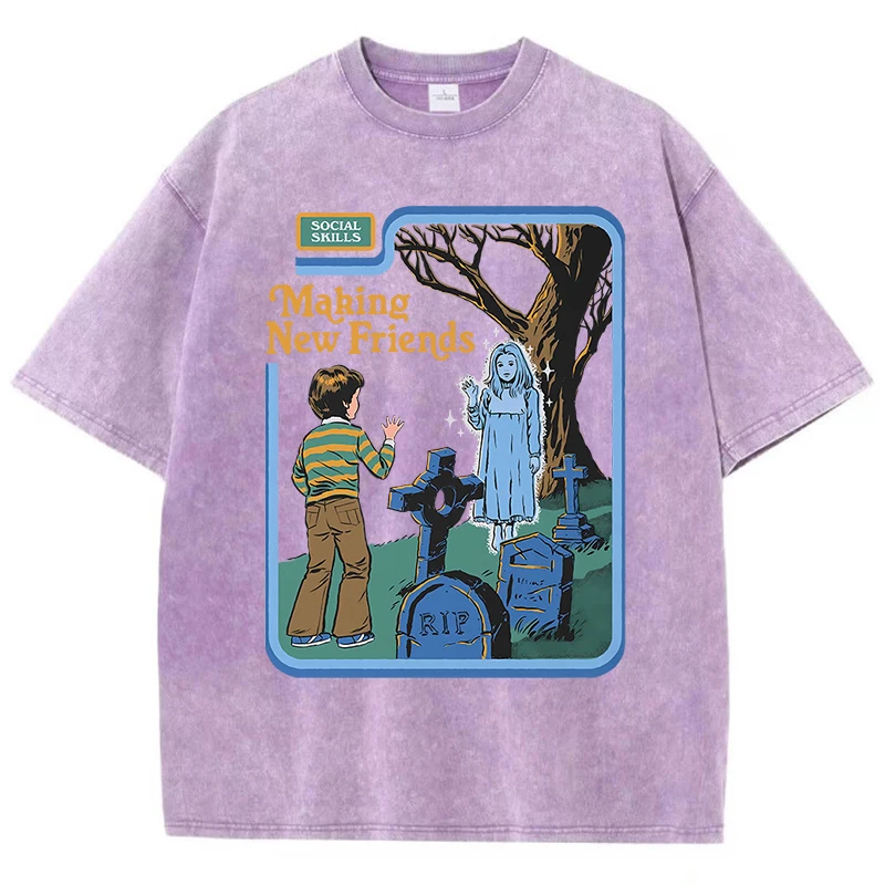 Retro Gaming Shirt - เสื้อยืดสไตล์ Y2K ลายสังสรรค์เพื่อนแบบวินเทจ ล้างสี สำหรับผู้ชายและผู้หญิง เสื้อยืดฮิปฮอป