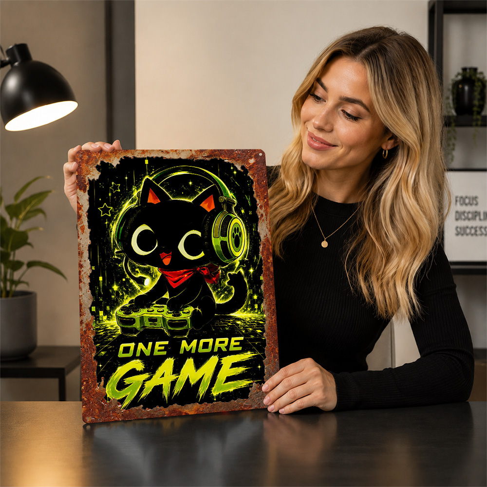 โปสเตอร์โลหะลายแมวน่ารักสำหรับ - Retro Gaming Cafe บทวิจารณ์และราคา
