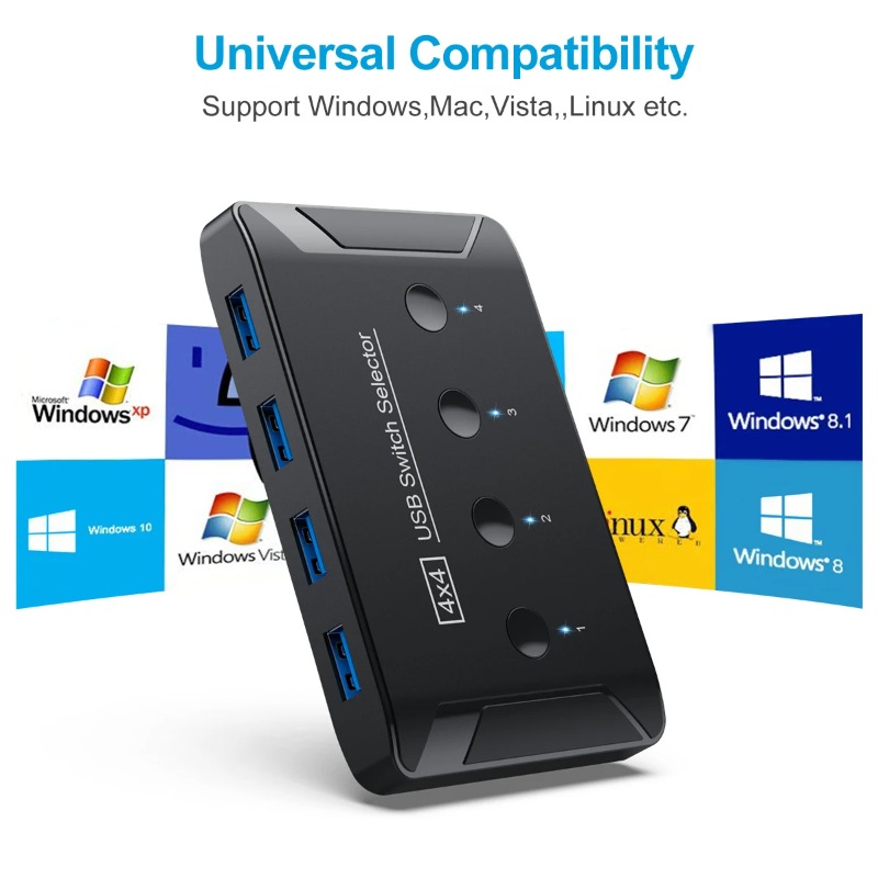 4 ใน 4 ออก KVM USB3.0 สวิตช์คว - Controller Adapter Usb บทวิจารณ์และราคา