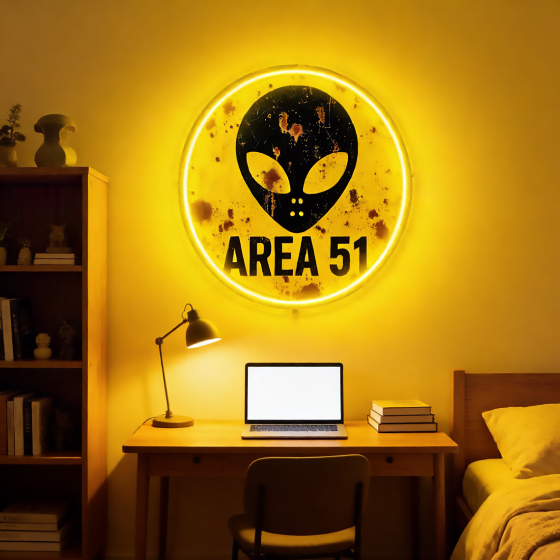ป้ายไฟนีออนวินเทจ Area 51 ลายเ - Retro Gaming Cafe บทวิจารณ์และราคา