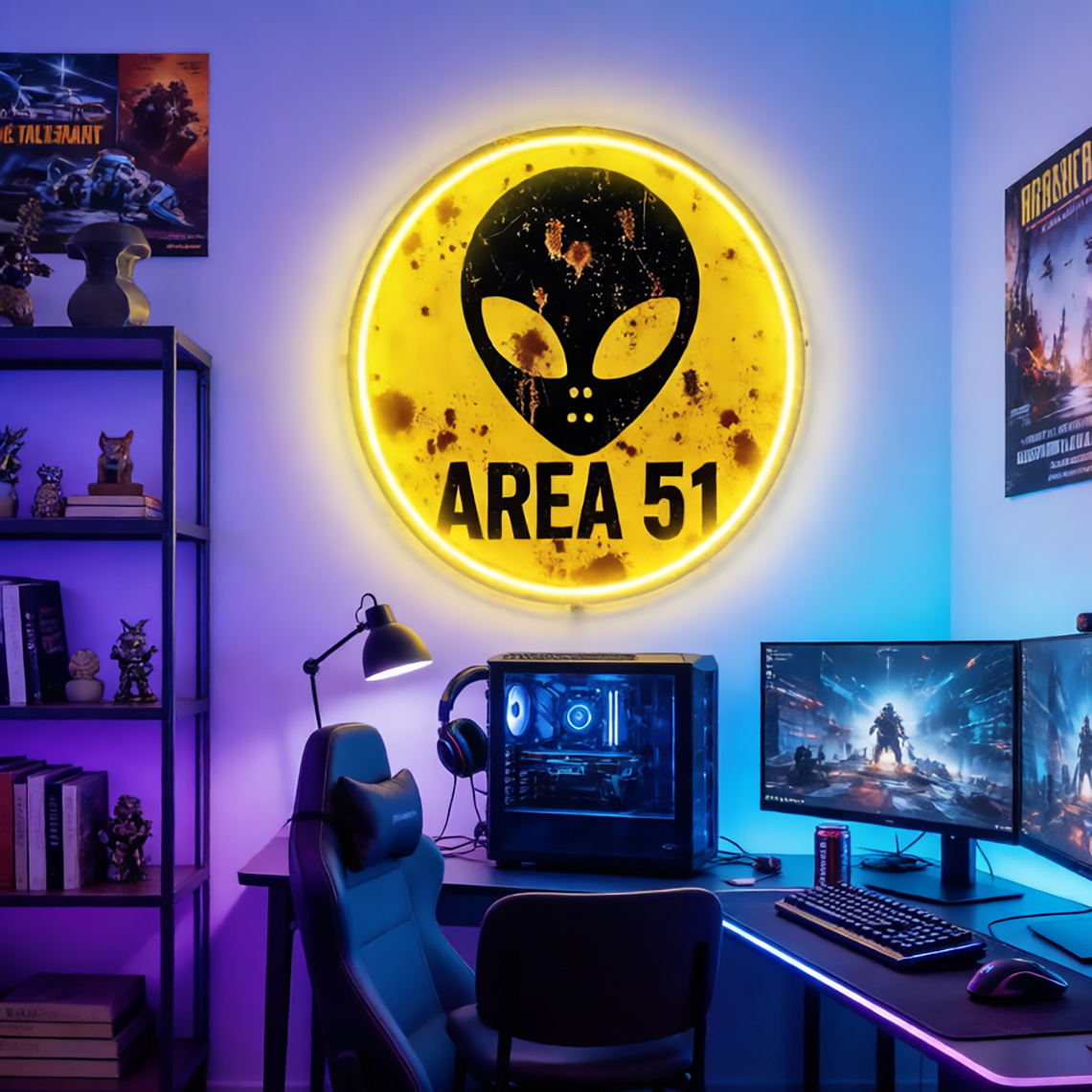 ป้ายไฟนีออนวินเทจ Area 51 ลายเ - Retro Gaming Cafe บทวิจารณ์และราคา