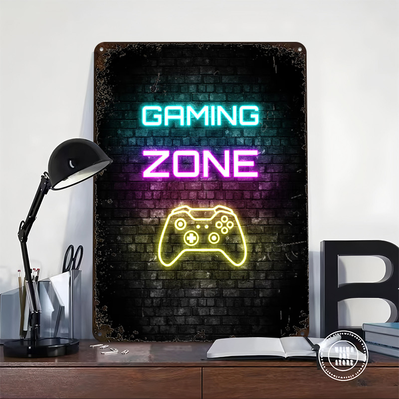ป้ายไฟนีออนลายเกมมิ่งโซนบนโปสเ - Retro Gaming On บทวิจารณ์และราคา