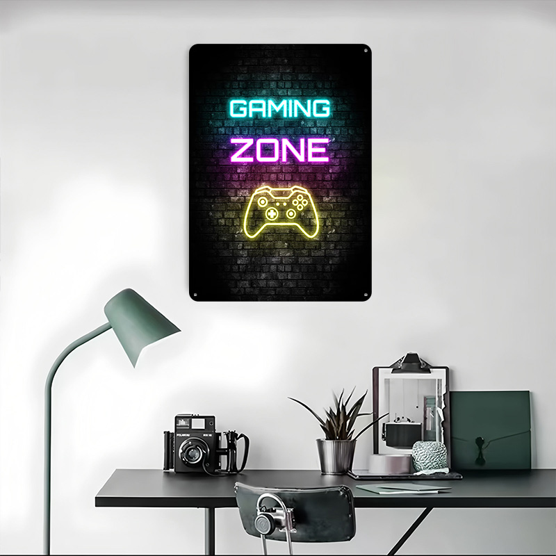 ป้ายไฟนีออนลายเกมมิ่งโซนบนโปสเ - Retro Gaming On บทวิจารณ์และราคา
